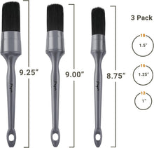 Charger l'image dans la galerie, Premium Car Detailing Brush Set - Professional 3 Pack Kit Detail Brushes with Soft Boars Hair Bristles for Auto Interior &amp; Exterior - for Cleaning Leather Seats, Air Vents, Wheels &amp; Emblems