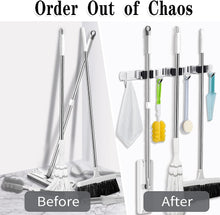 Charger l'image dans la galerie, 3 Racks and 4 Hooks Broom and Mop Holder Wall Mounted Garage Organizer Storage Tool Racks Stainless Steel Heavy Duty Hooks Self Adhesive Solid Non-slip Wall Hangers for Home Kitchen Garden Laundry