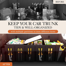 Charger l'image dans la galerie, Lien affilié-  HOTOR Trunk Organizer - Car Organizer, Foldable Trunk organizer for SUVs &amp; Sedans, Car Accessories, Tools, Sundries, 2 Compartments, Black