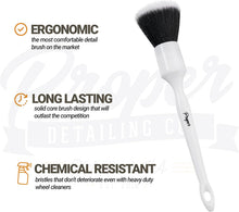 Charger l'image dans la galerie, Premium Car Detailing Brush Set - Professional 3 Pack Kit Detail Brushes with Soft Boars Hair Bristles for Auto Interior &amp; Exterior - for Cleaning Leather Seats, Air Vents, Wheels &amp; Emblems
