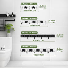 Charger l'image dans la galerie, 3 Racks and 4 Hooks Broom and Mop Holder Wall Mounted Garage Organizer Storage Tool Racks Stainless Steel Heavy Duty Hooks Self Adhesive Solid Non-slip Wall Hangers for Home Kitchen Garden Laundry