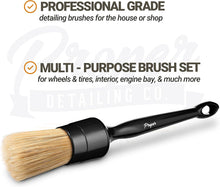 Charger l'image dans la galerie, Premium Car Detailing Brush Set - Professional 3 Pack Kit Detail Brushes with Soft Boars Hair Bristles for Auto Interior &amp; Exterior - for Cleaning Leather Seats, Air Vents, Wheels &amp; Emblems