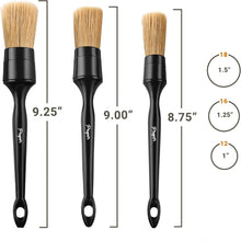 Charger l'image dans la galerie, Premium Car Detailing Brush Set - Professional 3 Pack Kit Detail Brushes with Soft Boars Hair Bristles for Auto Interior &amp; Exterior - for Cleaning Leather Seats, Air Vents, Wheels &amp; Emblems