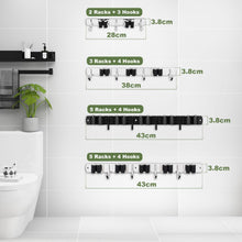 Charger l'image dans la galerie, 3 Racks and 4 Hooks Broom and Mop Holder Wall Mounted Garage Organizer Storage Tool Racks Stainless Steel Heavy Duty Hooks Self Adhesive Solid Non-slip Wall Hangers for Home Kitchen Garden Laundry