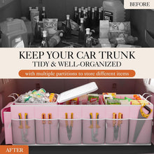 Charger l'image dans la galerie, Lien affilié-  HOTOR Trunk Organizer - Car Organizer, Foldable Trunk organizer for SUVs &amp; Sedans, Car Accessories, Tools, Sundries, 2 Compartments, Black