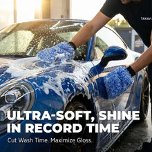 Charger l'image dans la galerie, TAKAVU New Car Wash Mitt, 2 Pack Premium Cyclone Microfiber Washing Gloves, Holds Tons of Sudsy Water for Effective Washing, Machine Washable, Lint Free, Scratch Free (Blue)