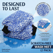 Charger l'image dans la galerie, TAKAVU New Car Wash Mitt, 2 Pack Premium Cyclone Microfiber Washing Gloves, Holds Tons of Sudsy Water for Effective Washing, Machine Washable, Lint Free, Scratch Free (Blue)
