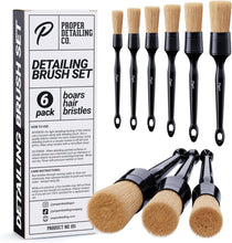 Charger l'image dans la galerie, Premium Car Detailing Brush Set - Professional 3 Pack Kit Detail Brushes with Soft Boars Hair Bristles for Auto Interior &amp; Exterior - for Cleaning Leather Seats, Air Vents, Wheels &amp; Emblems