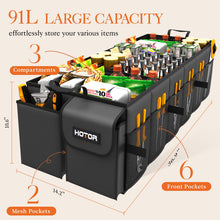 Charger l'image dans la galerie, Lien affilié-  HOTOR Trunk Organizer - Car Organizer, Foldable Trunk organizer for SUVs &amp; Sedans, Car Accessories, Tools, Sundries, 2 Compartments, Black